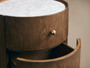 Ashbrook Nightstand Oak Wood Carrara Marble Top Modern Classic Bedroom