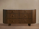 Ashbrook Six Drawer Dresser Oak Wood Marble Top Modern Classic Bedroom
