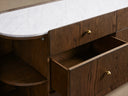 Ashbrook Six Drawer Dresser Oak Wood Marble Top Modern Classic Bedroom