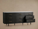 Danny Nine Drawer Dresser with Oak Wood and Marble Top