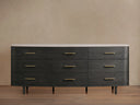 Danny Nine Drawer Dresser with Oak Wood and Marble Top