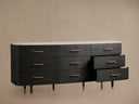 Danny Nine Drawer Dresser with Oak Wood and Marble Top