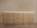 Danny Nine Drawer Dresser with Oak Wood and Marble Top
