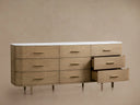 Danny Nine Drawer Dresser with Oak Wood and Marble Top