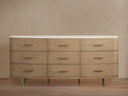 Danny Nine Drawer Dresser with Oak Wood and Marble Top