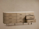 Danny Nine Drawer Dresser with Oak Wood and Marble Top