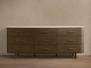 Danny Nine Drawer Dresser with Oak Wood and Marble Top