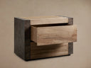 Telluride Oak Nightstand with Oxidized Steel Rustic Industrial Bedroom Furniture