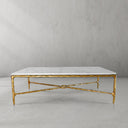 Thaddeus Metal Rectangle Marble Coffee Table Hand-Forged Living Sofa Center Tea Table