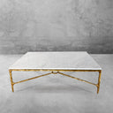 Thaddeus Metal Rectangle Marble Coffee Table Hand-Forged Living Sofa Center Tea Table