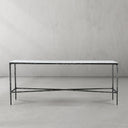 Thaddeus Metal Rectangle Marble Console Table Hand-Forged Entryways Entrance Table