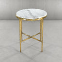 Vintage Forged Marble Round Side Table 18"D
