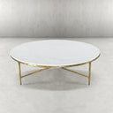 Vintage Forged Marble Round Coffee Table 55"D