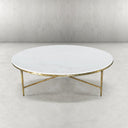 Thaddeus Metal Marble Round Coffee Table Hand-Forged Style O & X Living Sofa Center Tea Table