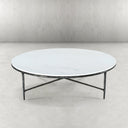 Thaddeus Metal Marble Round Coffee Table Hand-Forged Style O & X Living Sofa Center Tea Table