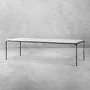 Thaddeus Metal Marble Rectangular Dining Table Hand-Forged Kitchen Table