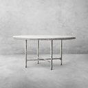 Thaddeus Metal Marble Round Dining Table Hand-Forged Kitchen Table