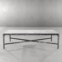 Thaddeus Metal Rectangle Marble Coffee Table Hand-Forged Living Sofa Center Tea Table