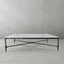 Thaddeus Metal Rectangle Marble Coffee Table Hand-Forged Living Sofa Center Tea Table
