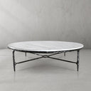 Thaddeus Metal Marble Round Coffee Table Hand-Forged Style O & X Living Sofa Center Tea Table