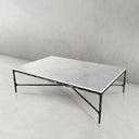 Thaddeus Metal Rectangle Marble Coffee Table Hand-Forged Living Sofa Center Tea Table