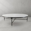 Thaddeus Metal Marble Round Coffee Table Hand-Forged Style O & X Living Sofa Center Tea Table