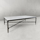 Thaddeus Metal Rectangle Marble Coffee Table Hand-Forged Living Sofa Center Tea Table