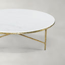 Vintage Forged Marble Round Coffee Table 55"D
