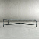 Thaddeus Metal Rectangular Glass Coffee Table Hand-Forged Living Sofa Center Tea Table