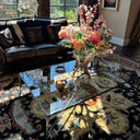 Thaddeus Metal Rectangular Glass Coffee Table Hand-Forged Living Sofa Center Tea Table
