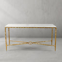 Thaddeus Metal Rectangle Marble Console Table Hand-Forged Entryways Entrance Table