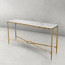 Thaddeus Metal Rectangle Marble Console Table Hand-Forged Entryways Entrance Table
