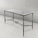 Thaddeus Metal Rectangle Marble Desk Hand-Forged Office Desk Computer Desk
