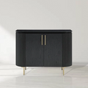 Lantine 2 Door Cabinet - Black Oak & Brass