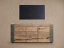 Telluride Media Console Oak with Oxidized Steel Rustic Living Furniture