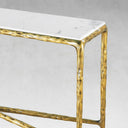 Thaddeus Metal Rectangle Marble Console Table Hand-Forged Entryways Entrance Table