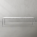 Thaddeus Metal Marble Rectangular Dining Table Hand-Forged Kitchen Table