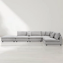 Blanco 5 Piece Modular Sofa - Avery Velour Cream