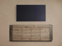 Telluride Media Console Oak with Oxidized Steel Rustic Living Furniture