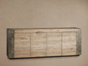 Telluride Media Console Oak with Oxidized Steel Rustic Living Furniture