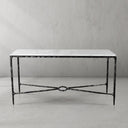 Thaddeus Metal Rectangle Marble Console Table Hand-Forged Entryways Entrance Table