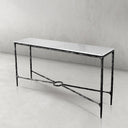 Thaddeus Metal Rectangle Marble Console Table Hand-Forged Entryways Entrance Table