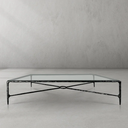 Thaddeus Metal Rectangular Glass Coffee Table Hand-Forged Living Sofa Center Tea Table