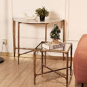 Thaddeus Metal Semi-Circle Marble Console Table Hand-Forged Entryways Entrance Table
