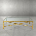 Thaddeus Metal Rectangular Glass Coffee Table Hand-Forged Living Sofa Center Tea Table
