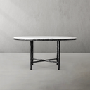 Thaddeus Metal Marble Round Dining Table Hand-Forged Kitchen Table