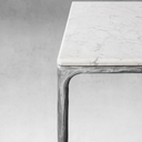 Thaddeus Metal Marble Rectangular Dining Table Hand-Forged Kitchen Table