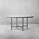 Thaddeus Metal Marble Round Dining Table Hand-Forged Kitchen Table