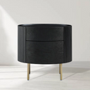 Lantine Bedside Table - Black Oak & Brass