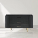 Lantine 3 Drawer Dresser - Black Oak & Brass